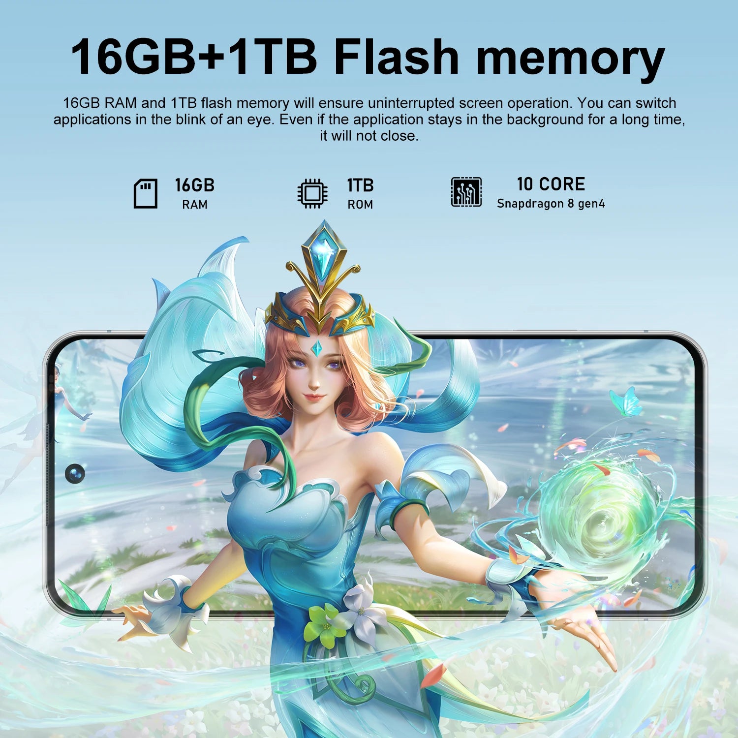 Tidesmit 5G Smartphone 16GB RAM 1TB Storage 6.9 Inch AMOLED Display Tidesmit