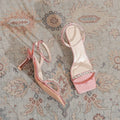 Women's stylish low-heeled stiletto shoes with rhinestones