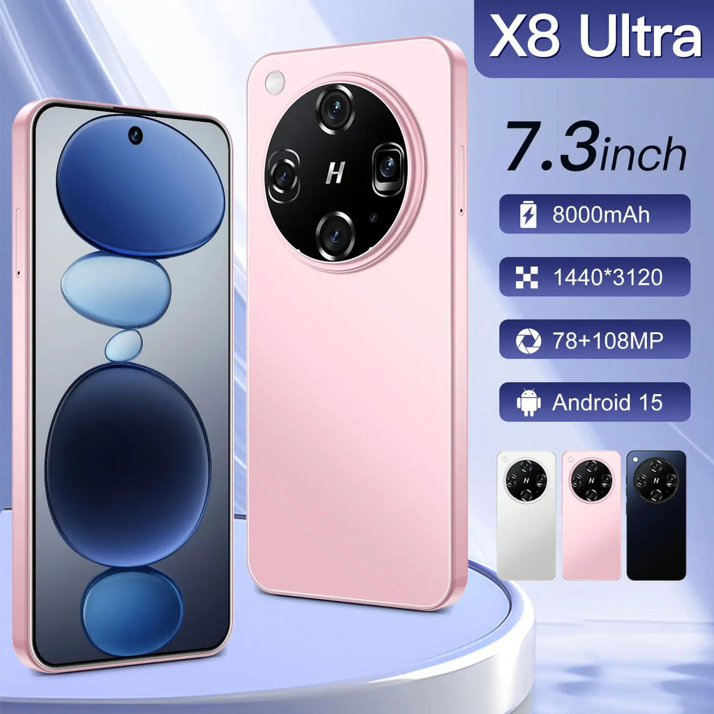 X8 Ultra 5G Smartphone, 1TB, 16GB RAM, 7.3 Inch HD Display Tidesmit