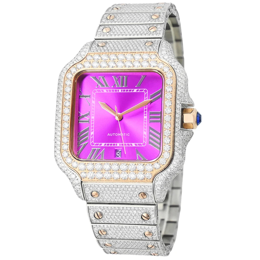 Reloj Full Diamond Jewelry Hip Hop Iced Out Automatic Watches Gold Luxury Men Mechanical VVS Moissanite Watch