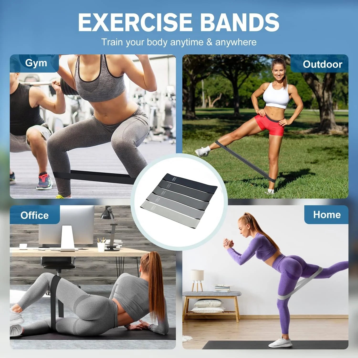 Rubber Elastic Loop Resistance Bands Yoga Gym Workout Bands Fitness Accessories Hip Booty Exercise Bands Factory Latex 5 in 1 Tidesmit