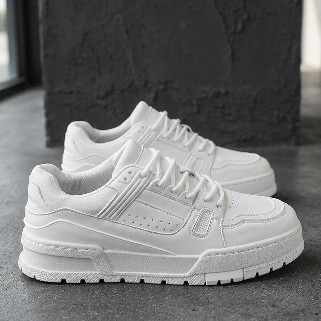 Manufacturer Custom LOGO Lace-up Luxury Sneakers White Black Blank Fashion for Men Cow Leather Upper PHYLON Midsole Toe PVC