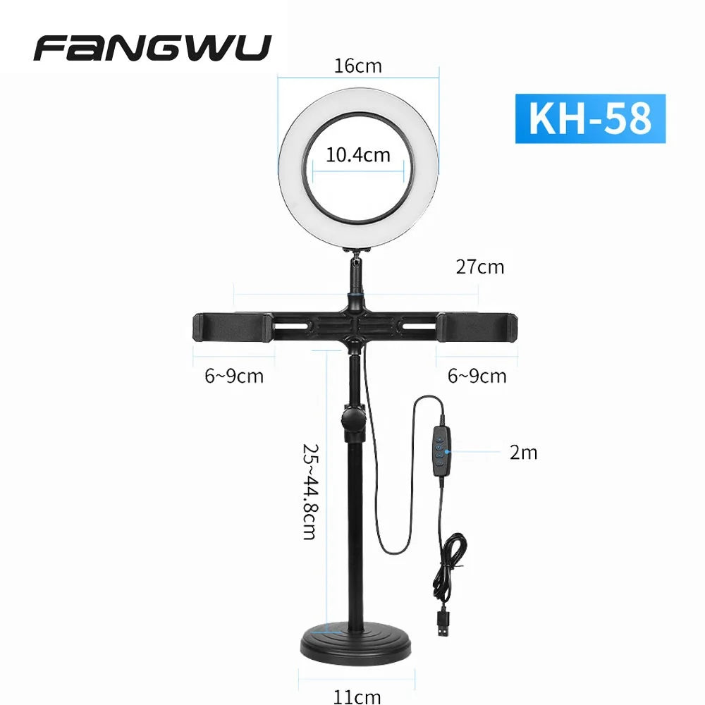 3 Phones Camera Led Photography Equipment Selfie Ring Light for Livestream Tidesmit