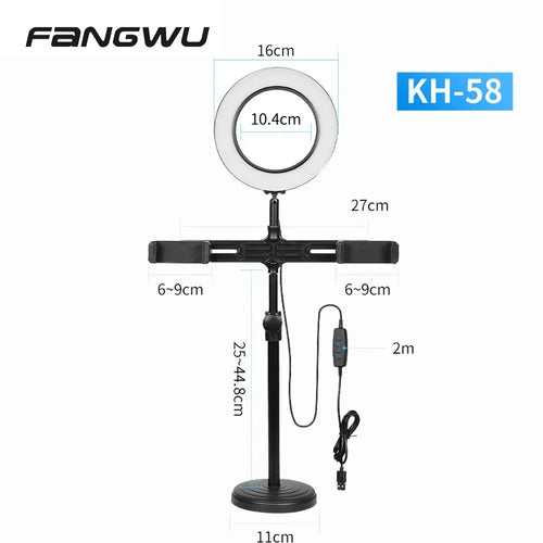 3 Phones Camera Led Photography Equipment Selfie Ring Light for Livestream - Tidesmit