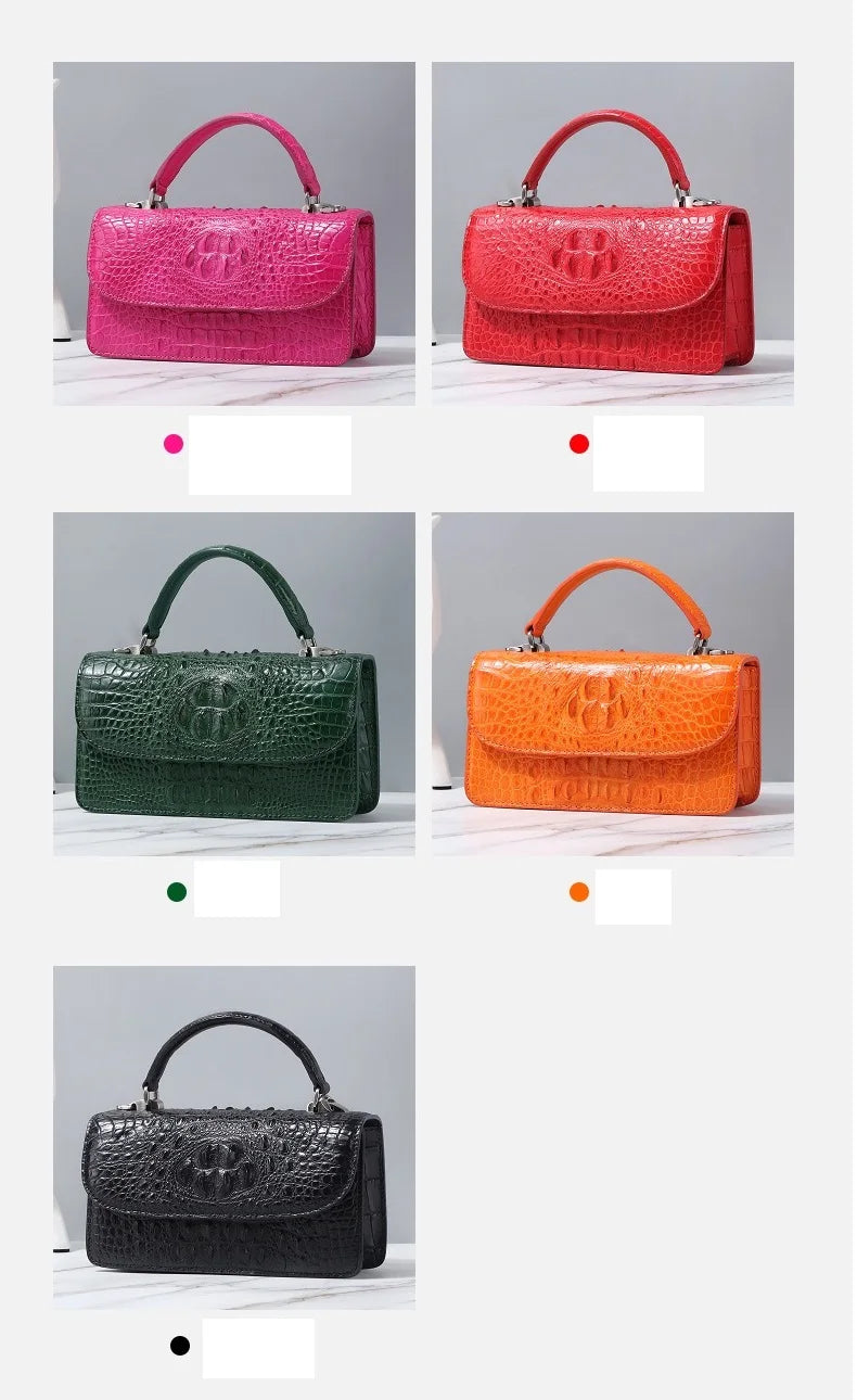 Fashion Designer Genuine Crocodile Leather Women's Small White Handbag Purse Authentic Crocodile Skin Female Flap Shoulder Bag