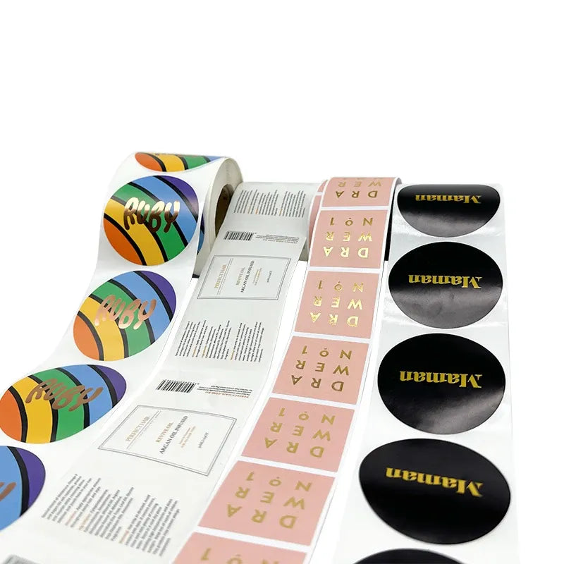 Custom Printed Round Vinyl Adhesive Logo Sticker Waterproof Roll - Angle/Detail 6