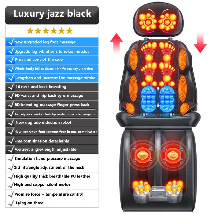 Electric Massager for Neck and Back Pain Relief with Heat by Tidesmit Massage Cushion Tidesmit