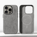 Italian Luxury Alcantara Leather Magnetic Mobile Phone Case Cover iPhone 15 Pro Max Waterproof Simple Design Custom Logo Boxed Dark Grey OPP Bag for iPhone15Promax Tidesmit