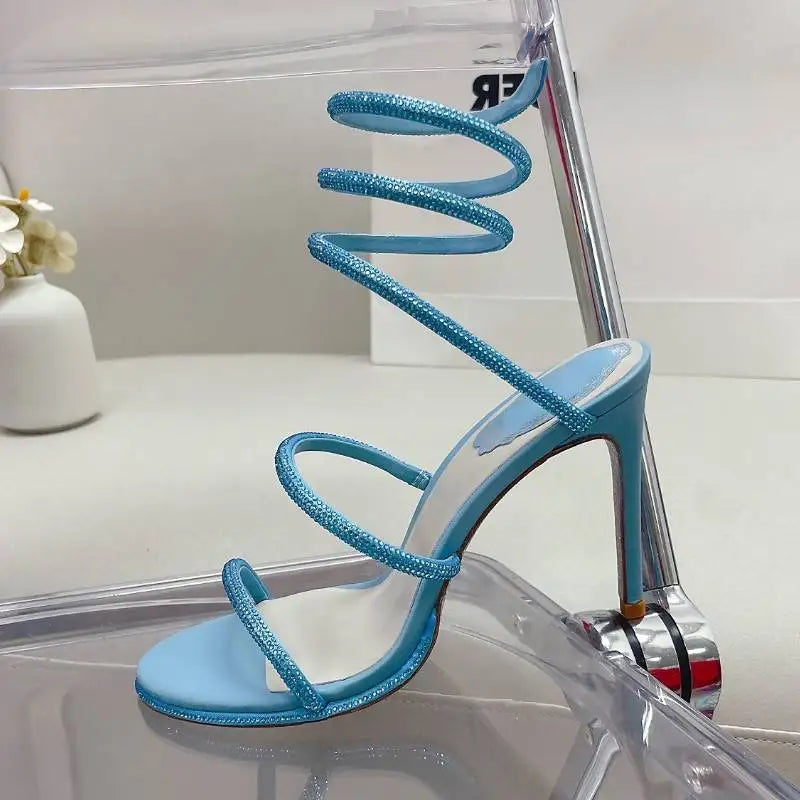 2023 Talon De Mariage Real Leather Silver Sole Wrap Around Luxury Heels for Lady