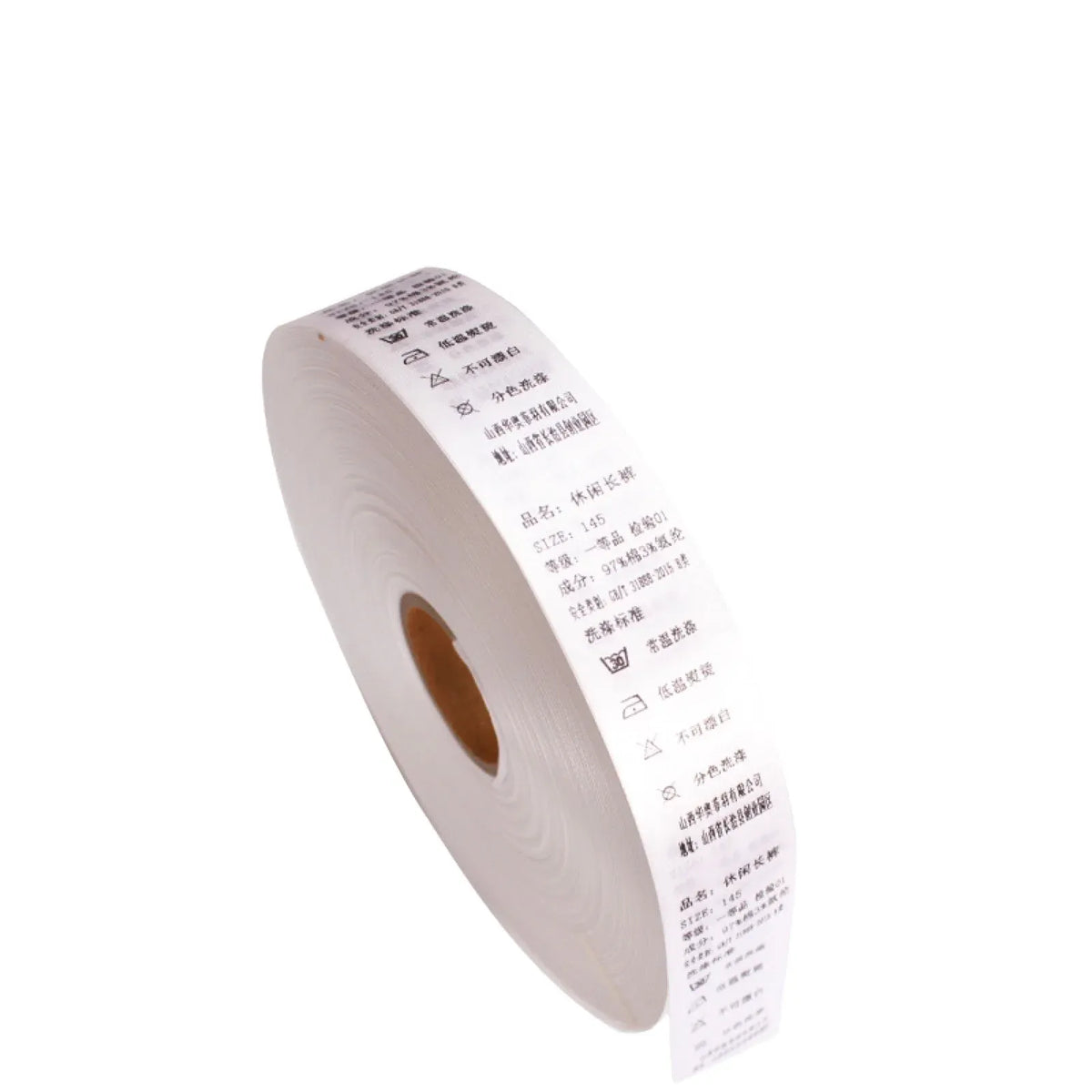 Thermal transfer ribbon roll with printed instruction label strip and core hole