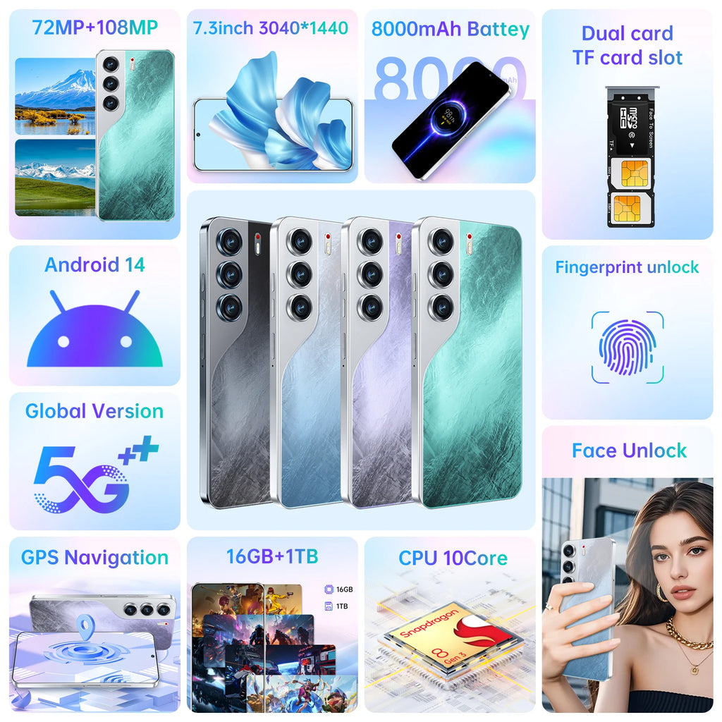 High Quality Camon 40 Pro Original 16GB +1TB Mobile Phone 6800Mah Android 14 Large HD Gaming Custom Global 5G Smartphones - Tidesmit