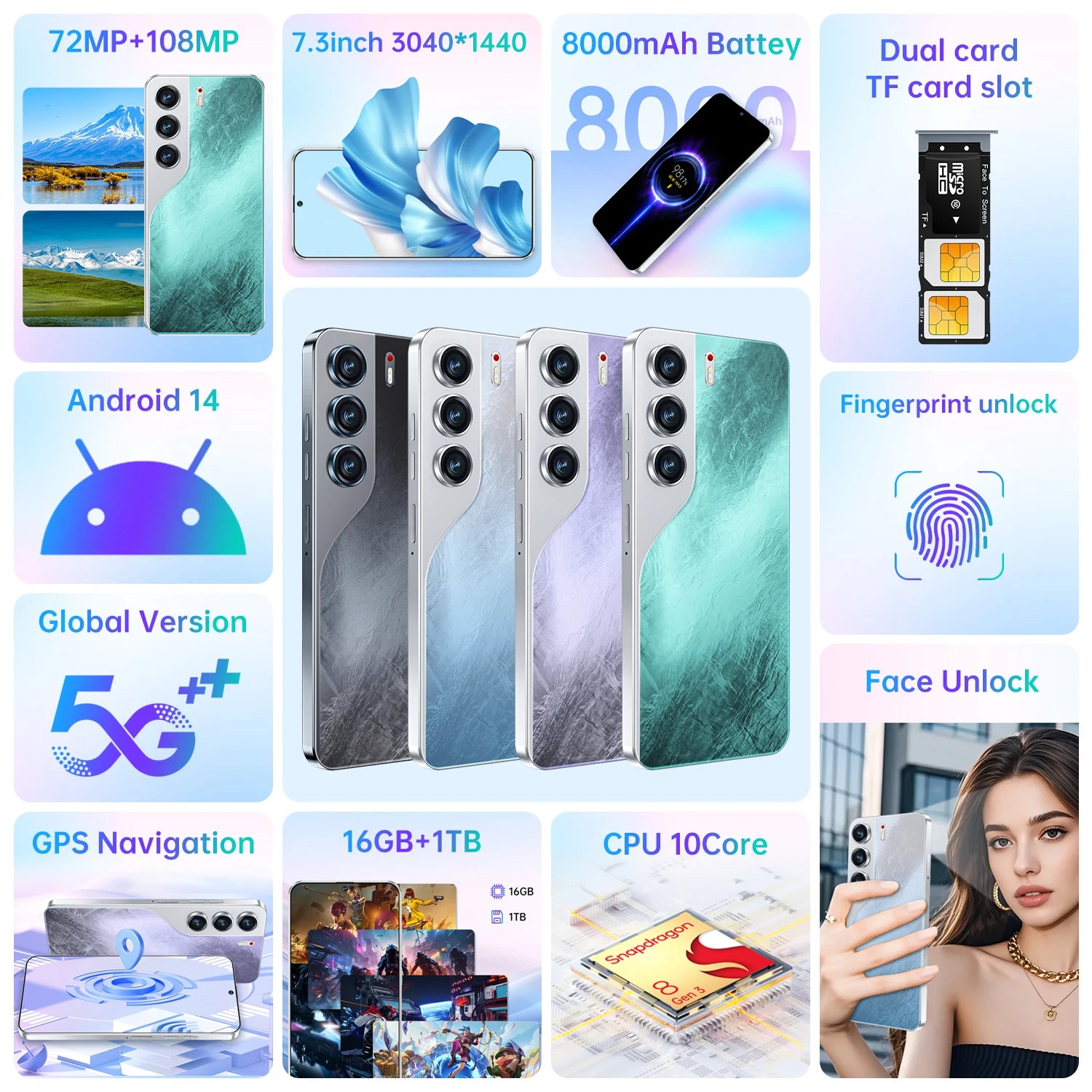 High Quality Camon 40 Pro Original 16GB +1TB Mobile Phone 6800Mah Android 14 Large HD Gaming Custom Global 5G Smartphones - Tidesmit