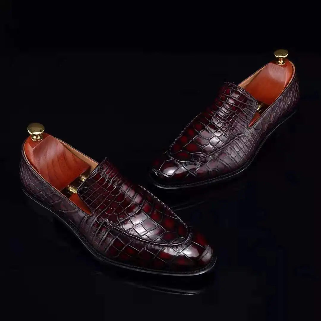 Goodyear Alligator Loafer Shoes New Fashion Party Casual Shoes for Men Top Quality Genuine Crocodile Leather Wedding Men's Shoes
