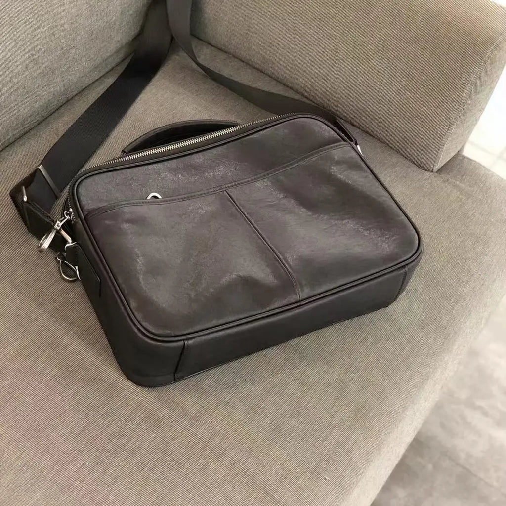 Vintage Top Layer Cowhide Messenger Bag Men Small Horizontal Shoulder Satchel iPad Crossbody Handbag Retro Business Daily Carry