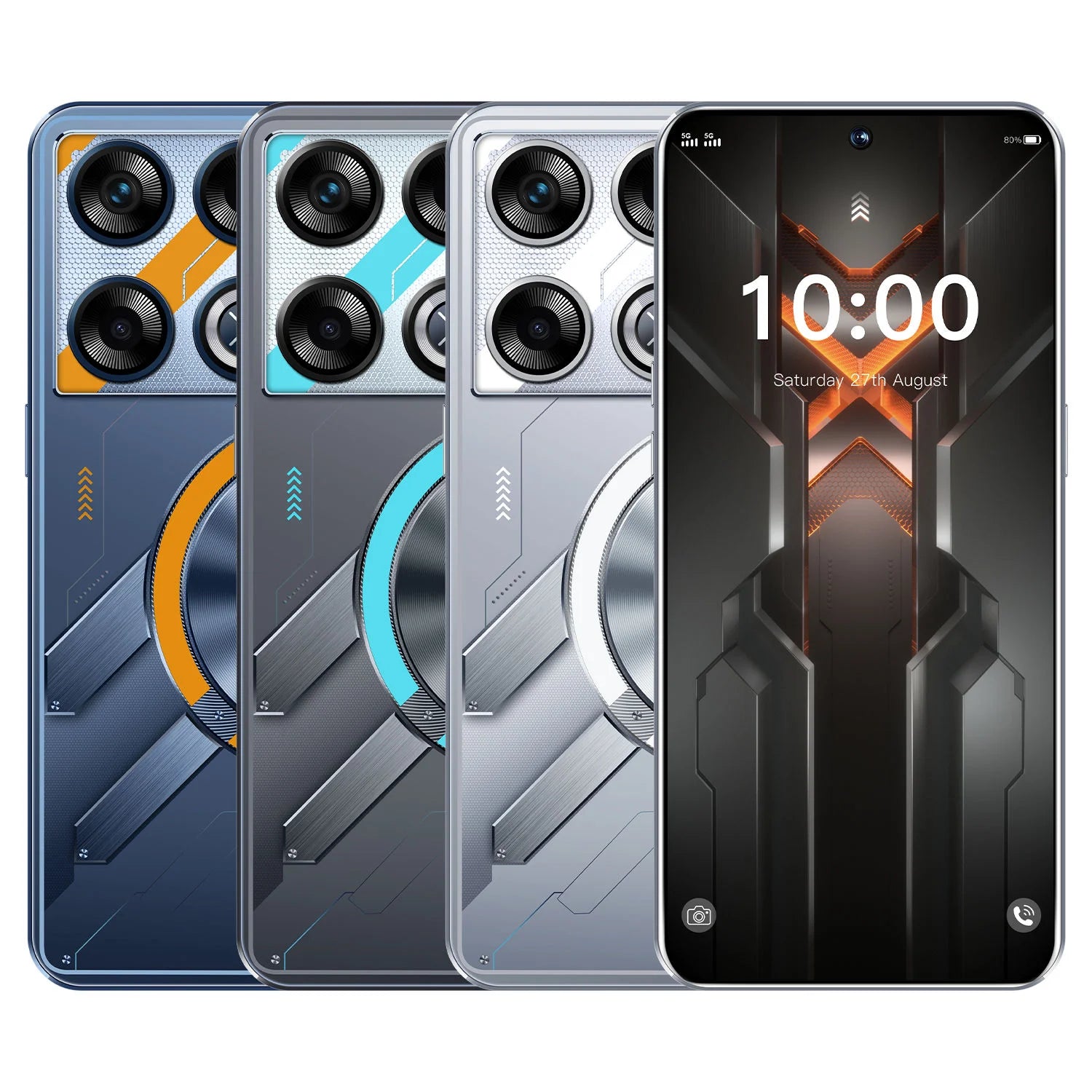 Tidesmit Gt20 Pro 7.3-inch 5G smartphone with 16GB RAM, 1TB storage, and dual high-res cameras in slim design.