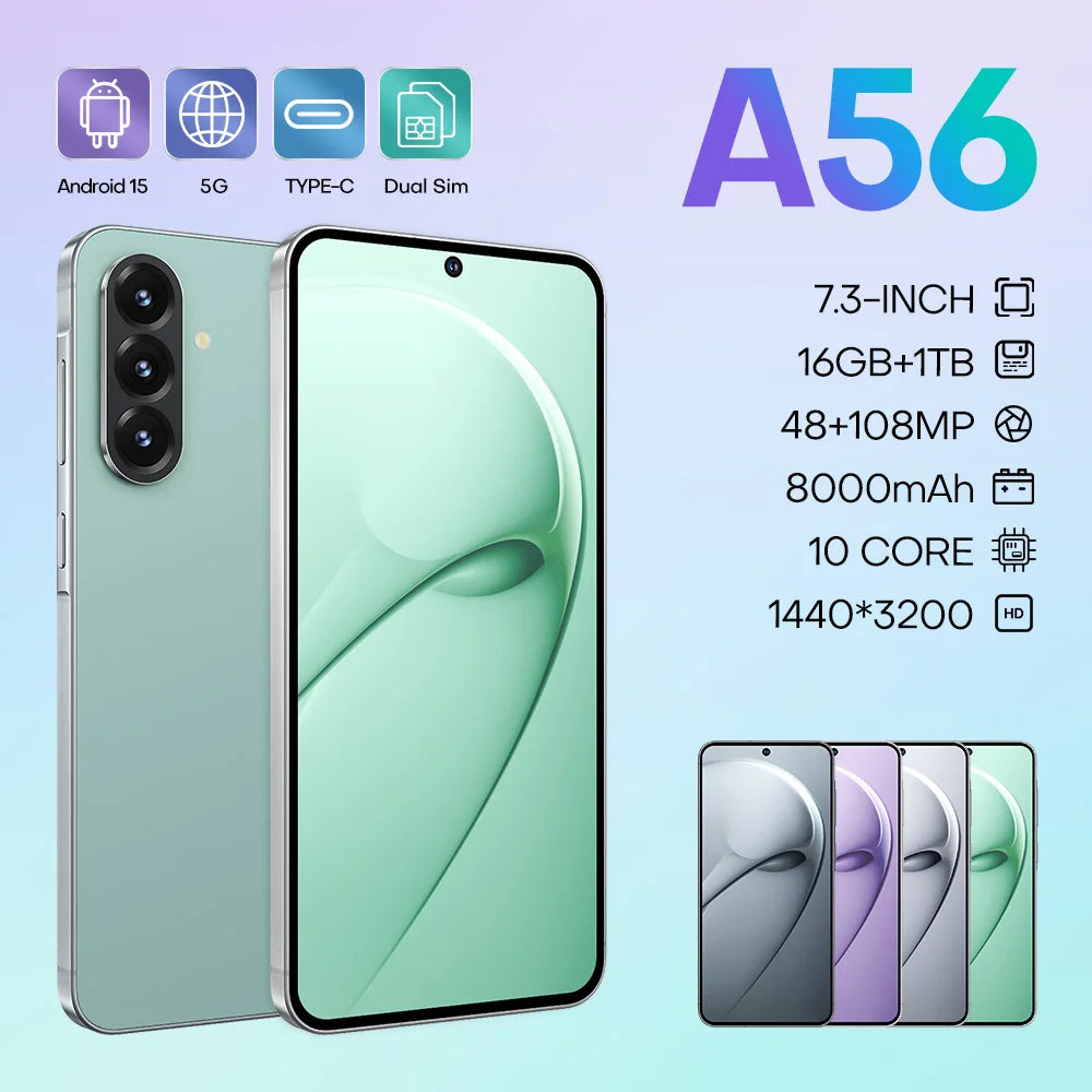 Tidesmit 5G Smartphone, 1TB Storage, 16GB RAM, Dual SIM Unlocked Green 16g 1TB Tidesmit
