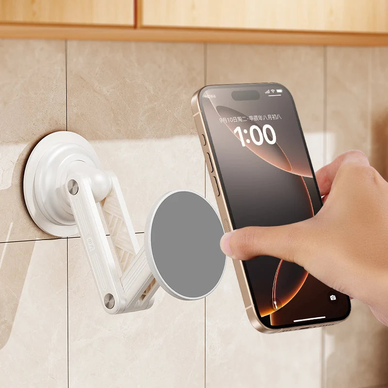 Feixiang X90 Ultra-Thin 7cm Foldable Magnetic Phone Mount - 360° Adjustable for Bathroom Vanity, ABS+Steel with 3M Adhesive Tidesmit