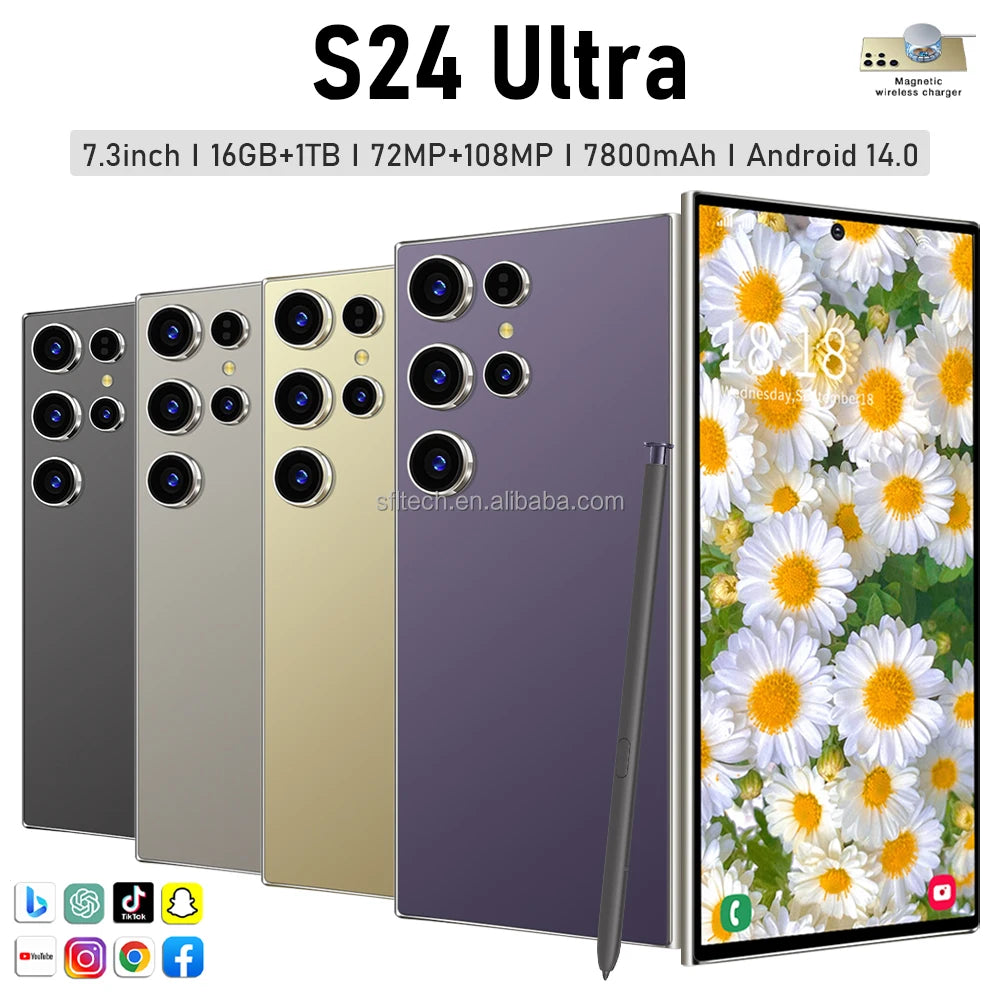 S24 ULTRA 5G Smartphone Ultimate Global Gaming Features 16GB RAM 1TB Storage 108MP Rear Camera Facial Recognition Mobile Phones - Tidesmit