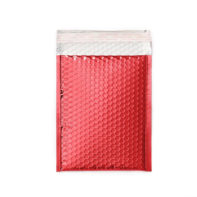 Gold Rose Gold Pink Red Green Silver Aluminum Poly Eco-Friendly Waterproof Bubble Mailer for Cosmetics Jewelry Packaging