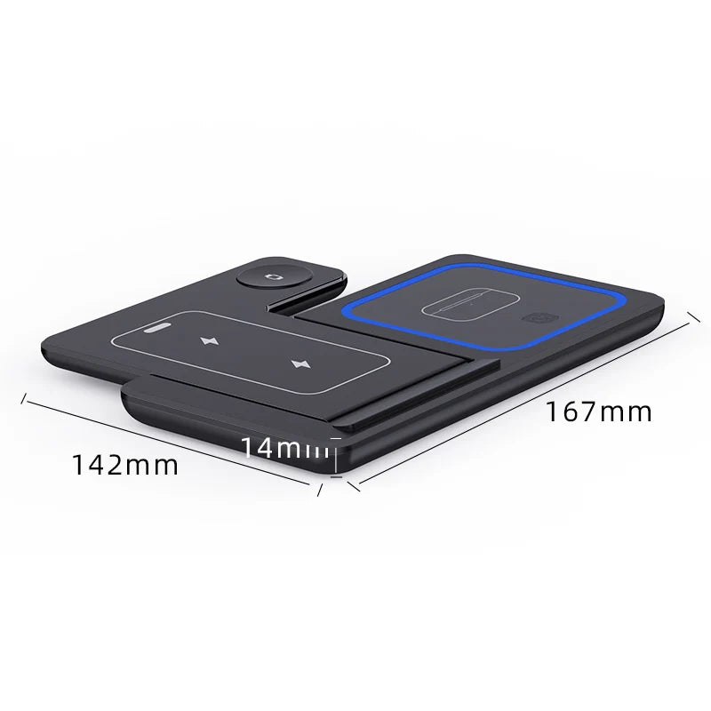 15W Three-in-One Fast Wireless Charger Foldable Desktop Multifunctional with PD Function for Mobile Phone Headset Watch Tidesmit