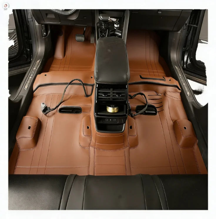 Luxury Custom Waterproof 20mm Thick Full Enclosure Car Floor Mats Seamless Leather Carpet Mats High-end Auto Interior Fittings