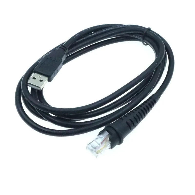 USB-A to RJ45 data cable with black housing and molded connectors, 2m