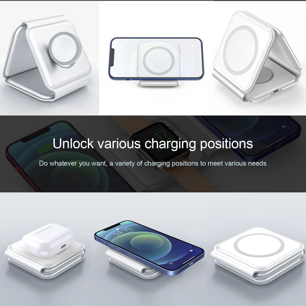Power bank charger-2024 Hot Products 15W Fast Charger Portable 3 in 1 Wireless Charger for iphone 15 for Samsung Foldable Earphone Custom Logo Tidesmit