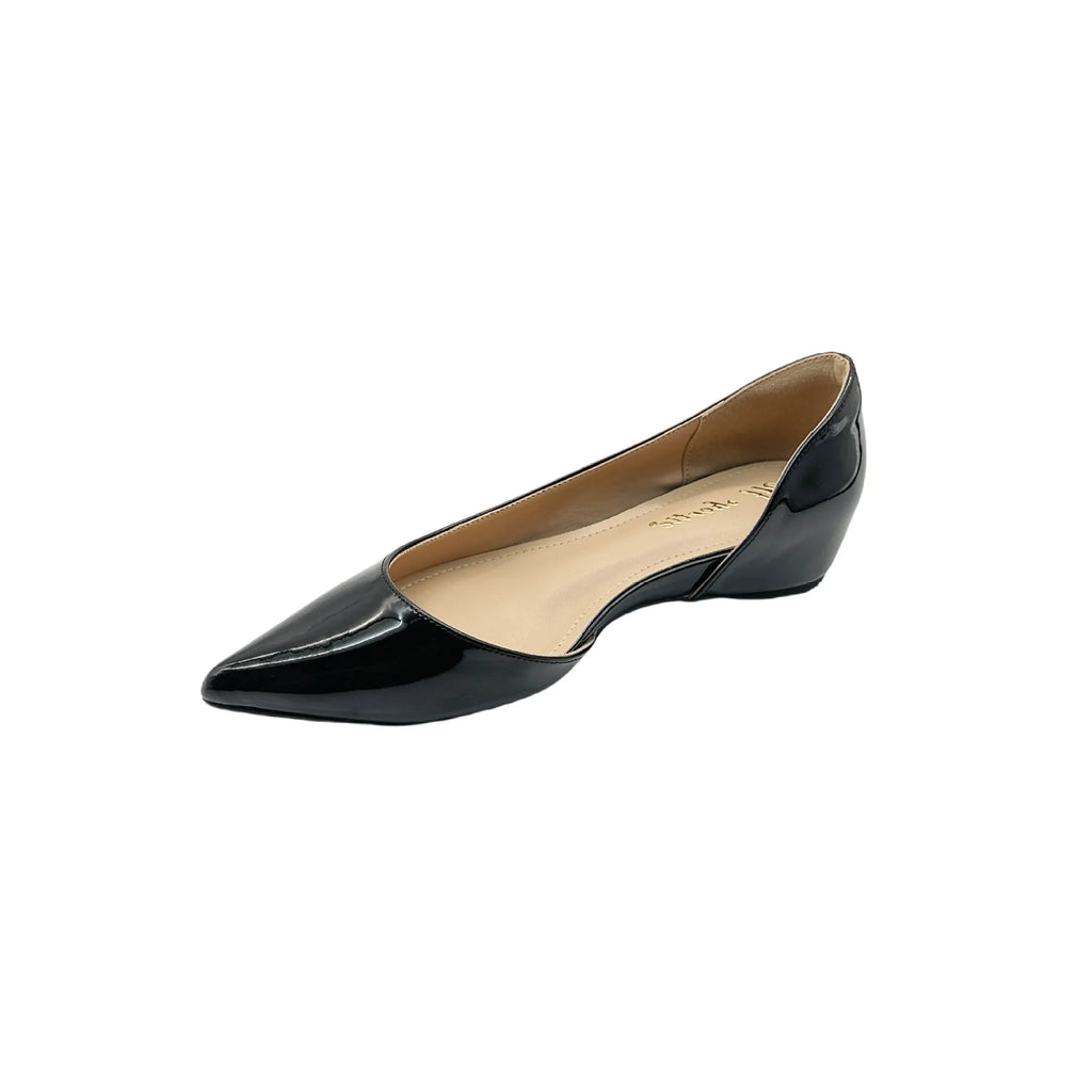 Designer 4cm Height Increasing Patent Leather Pointed-toe Red Bottom Flat Shoes