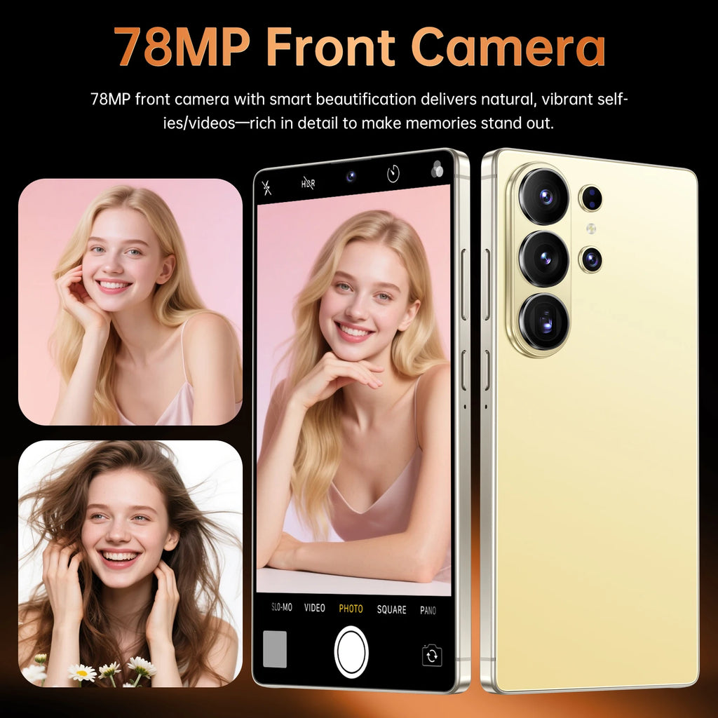 Tidesmit S26 Ultra 5G smartphone in sleek finish featuring high-definition dual-SIM camera technology.