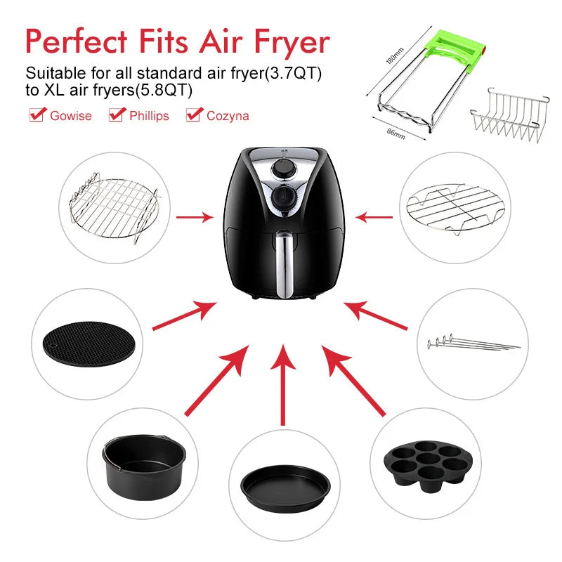 7 Inch / 8 Inch Air Fryer Accessories for Gowise Phillips Cozyna and Secura Fit all Airfryer 3.73.7 4.2 5.3 5.8QT baking pan