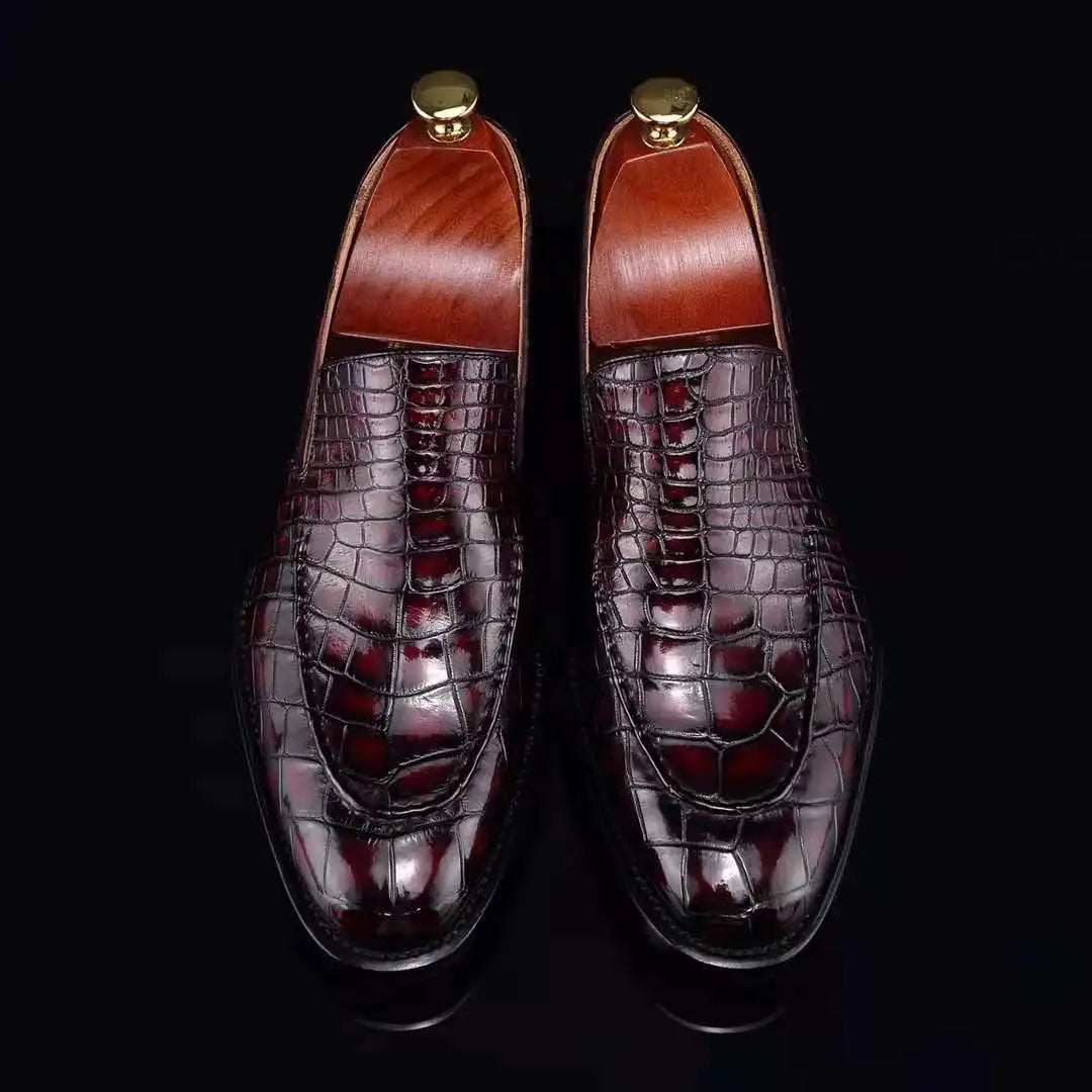 Goodyear Alligator Loafer Shoes New Fashion Party Casual Shoes for Men Top Quality Genuine Crocodile Leather Wedding Men's Shoes
