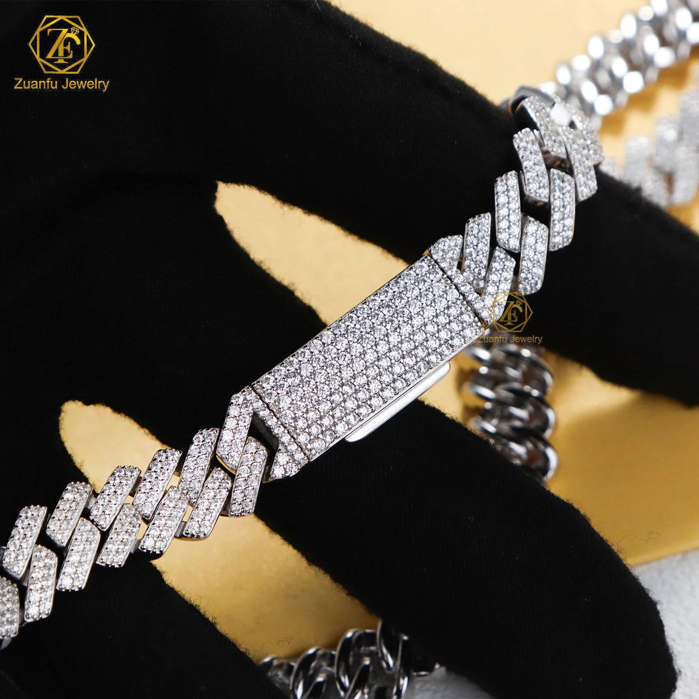 VVS Diamond 2rows 8mm 10mm 12mm 15mm S925 Silver GRA Moissanite Necklace Mans Hiphop Cuban Link Chain for Fashion Jewelry