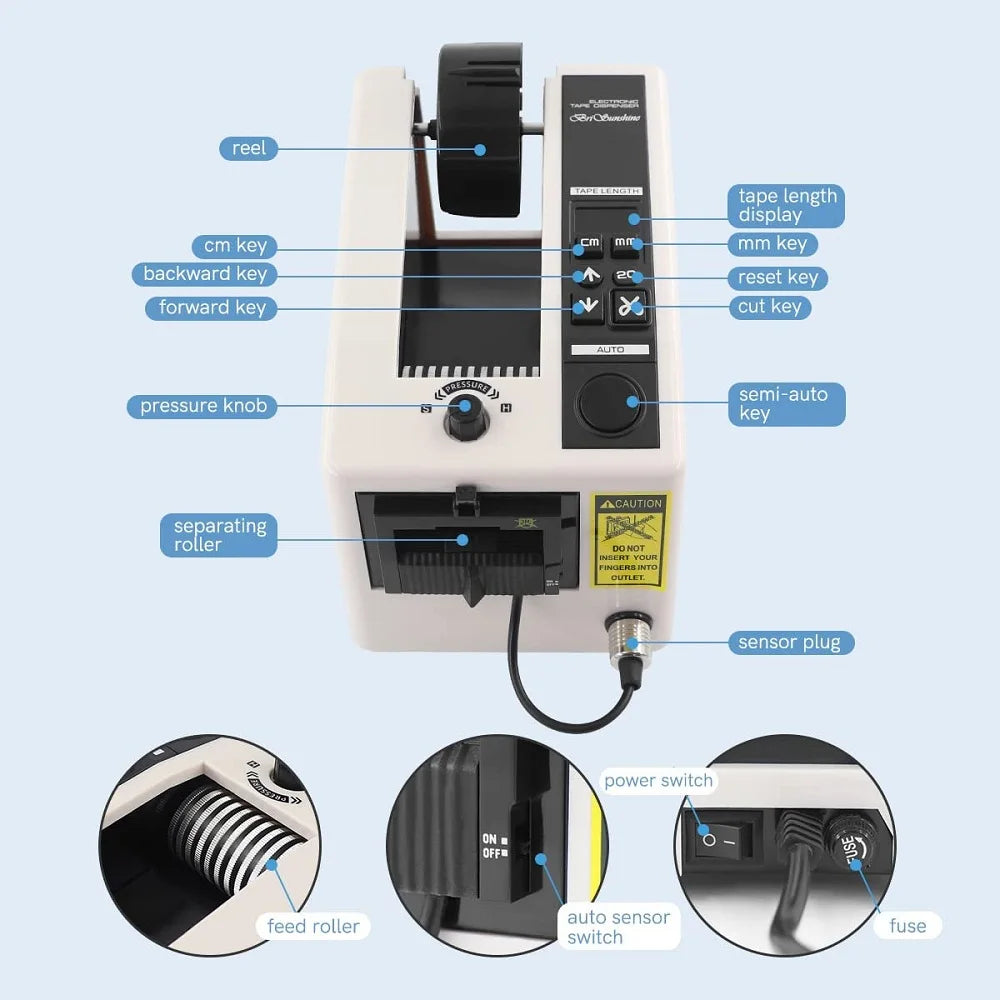 Cutter 8-50mm Width Automatic Electric Tape Dispenser Cutting Machine for Wrapping/Packing