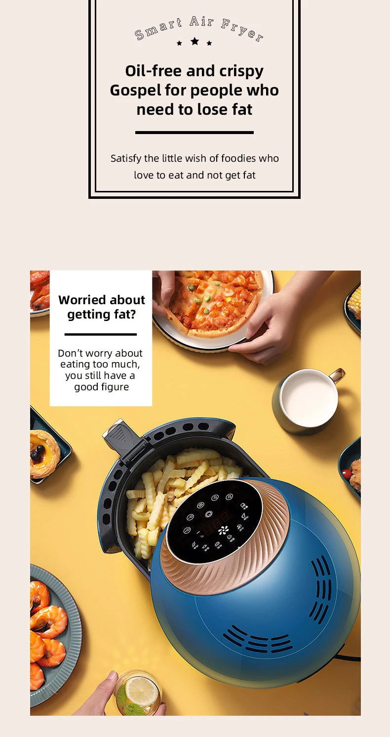 New Type Multi-Function 3.5L Air Fryer Household  Smoke-Free No-oil Electric Fryer Intelligent Set Timing Fryer