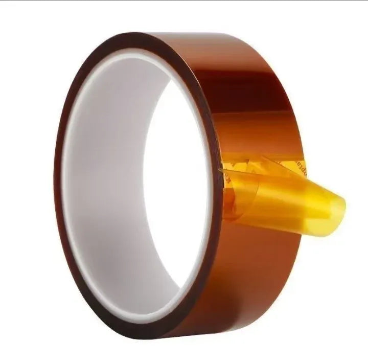 Brown heat-resistant PET tape roll with clear adhesive backing and dark edge