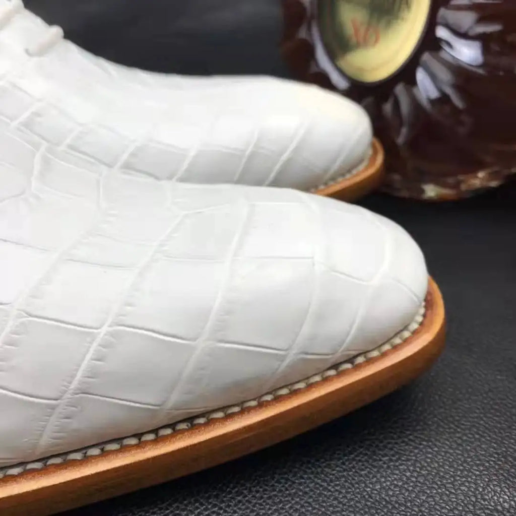 Goodyear Trendy Office Formal Shoes for Men Genuine Crocodile Leather White Wedding Shoes Alligator Luxury Men's Dress Shoes