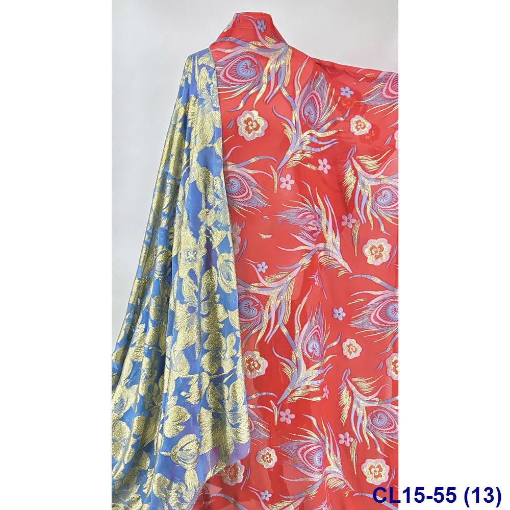Lisami RTS Luxury Silk Fabric Elegant Multi-Color 3D Metallic Handcut for Dresses Weddings and Curtains