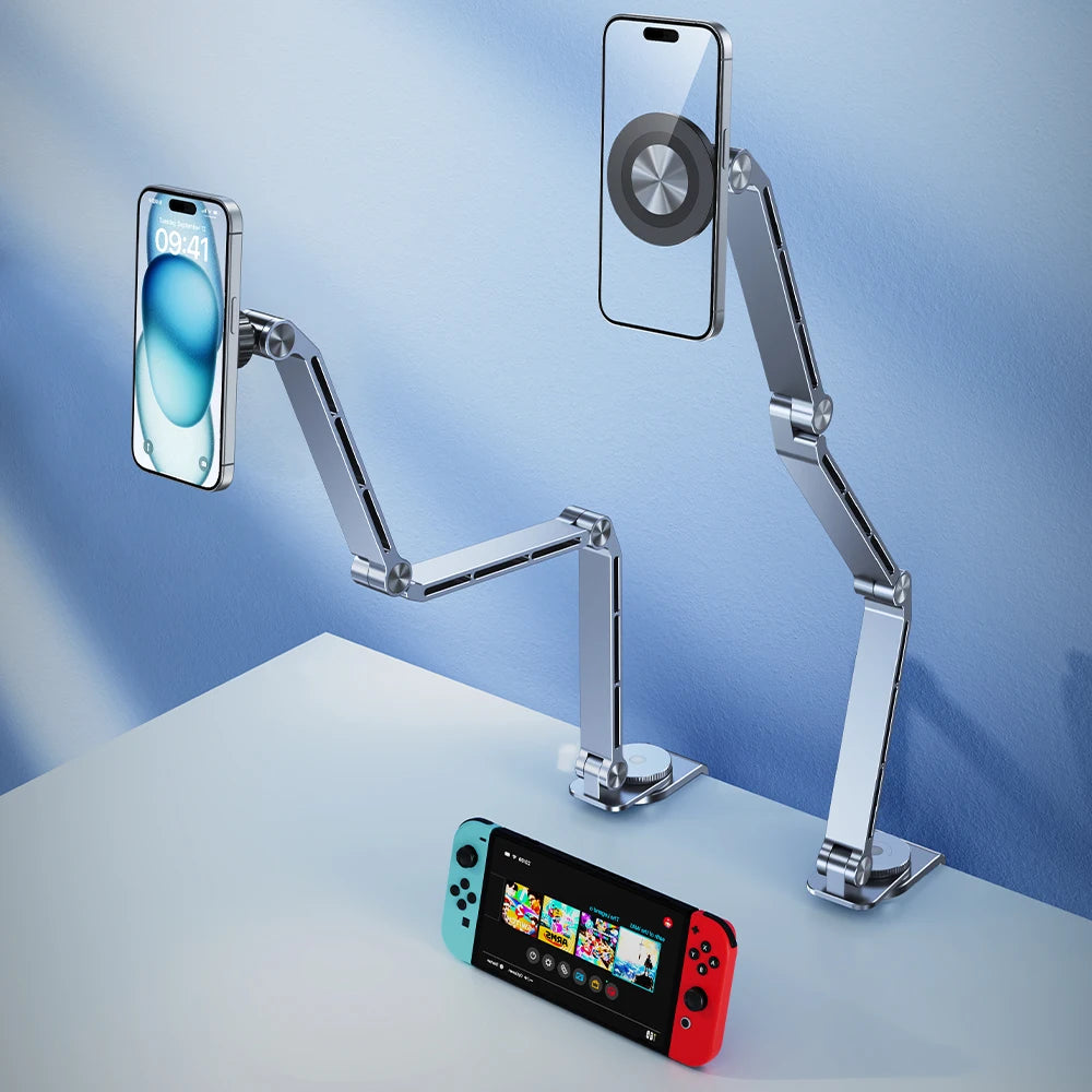 Feixiang X62 Aluminum Mini Magnetic Holder Flexible Mechanical Click & Fold for Desk Usage Tidesmit