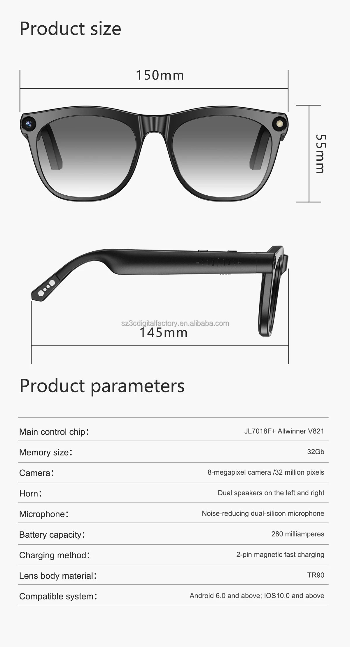 NextGen CY01 Smart Glasses AIPowered Translation 8.0MP Camera Multimedia Player AR Hardware Glasses Tidesmit