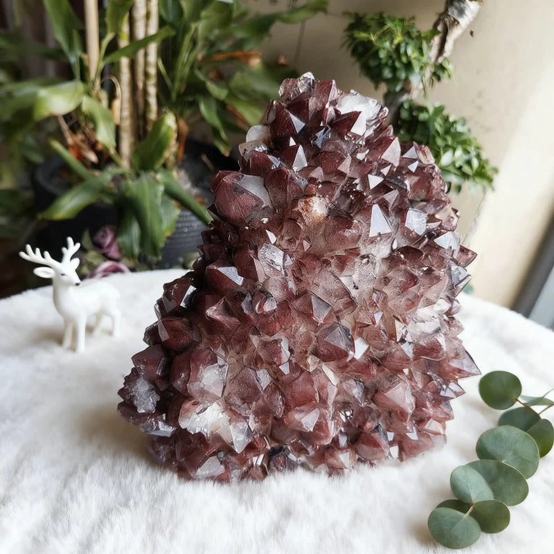 Red Rare Mineral Crystal Cluster Specimens Natural Strawberry Fluorite Mineral Sample Healing Raw Rough Stone Decoration 5-10cm