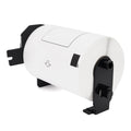 White self-adhesive thermal label paper roll with black DK-style cartridge