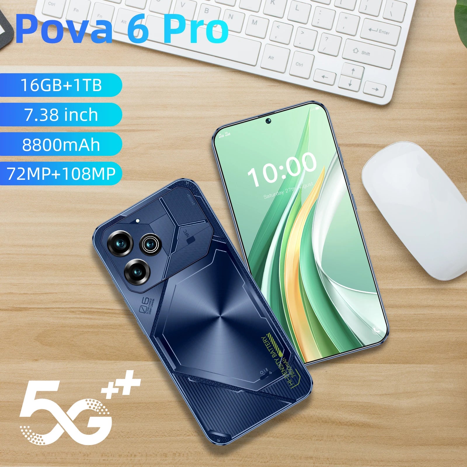 POVA 6 Pro 5G Smartphone, 16GB RAM, 1TB Storage, AMOLED Display Tidesmit