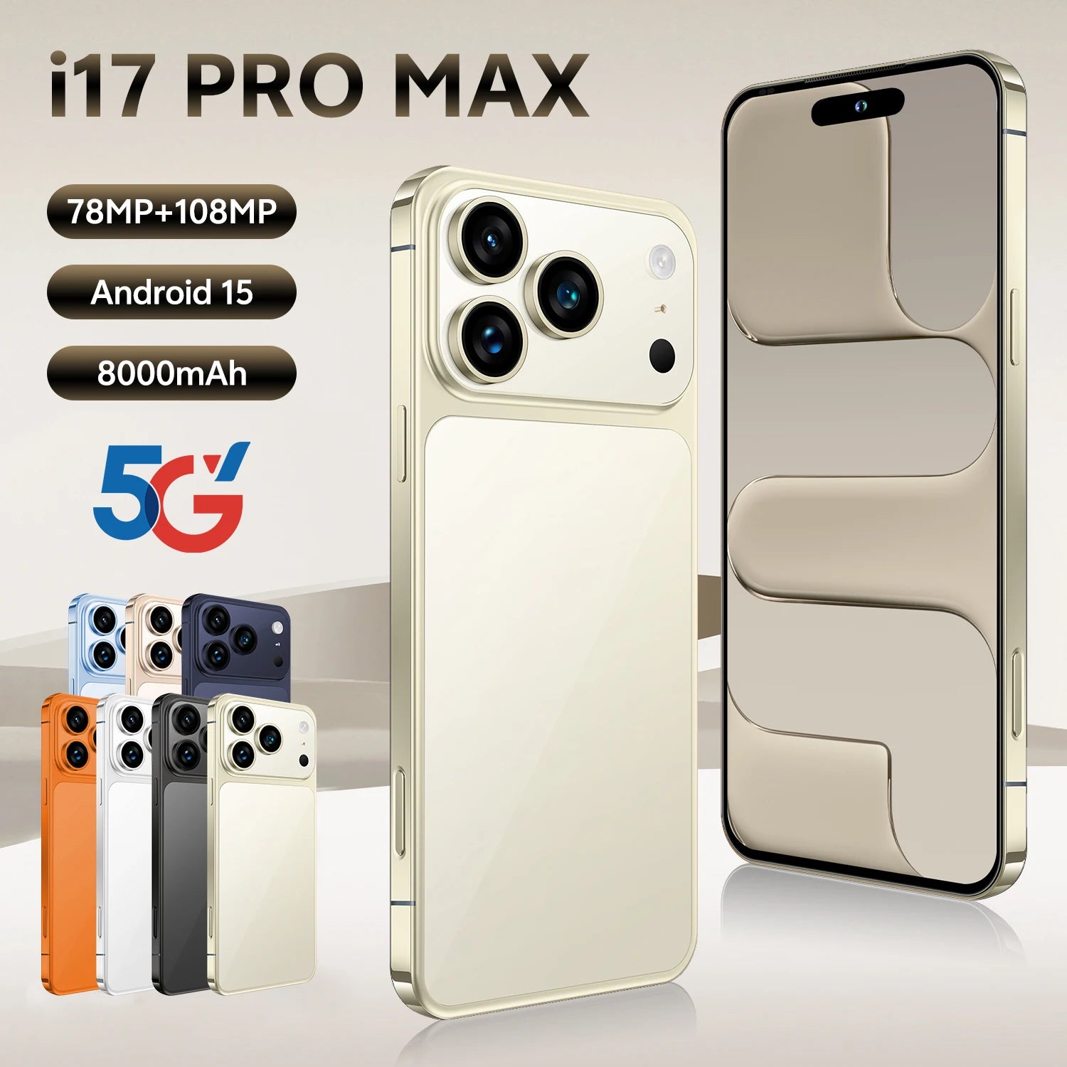 5G Android Smartphone 7.3 Inch Display 1TB 16GB RAM Unlocked Gray 16g 1TB Tidesmit