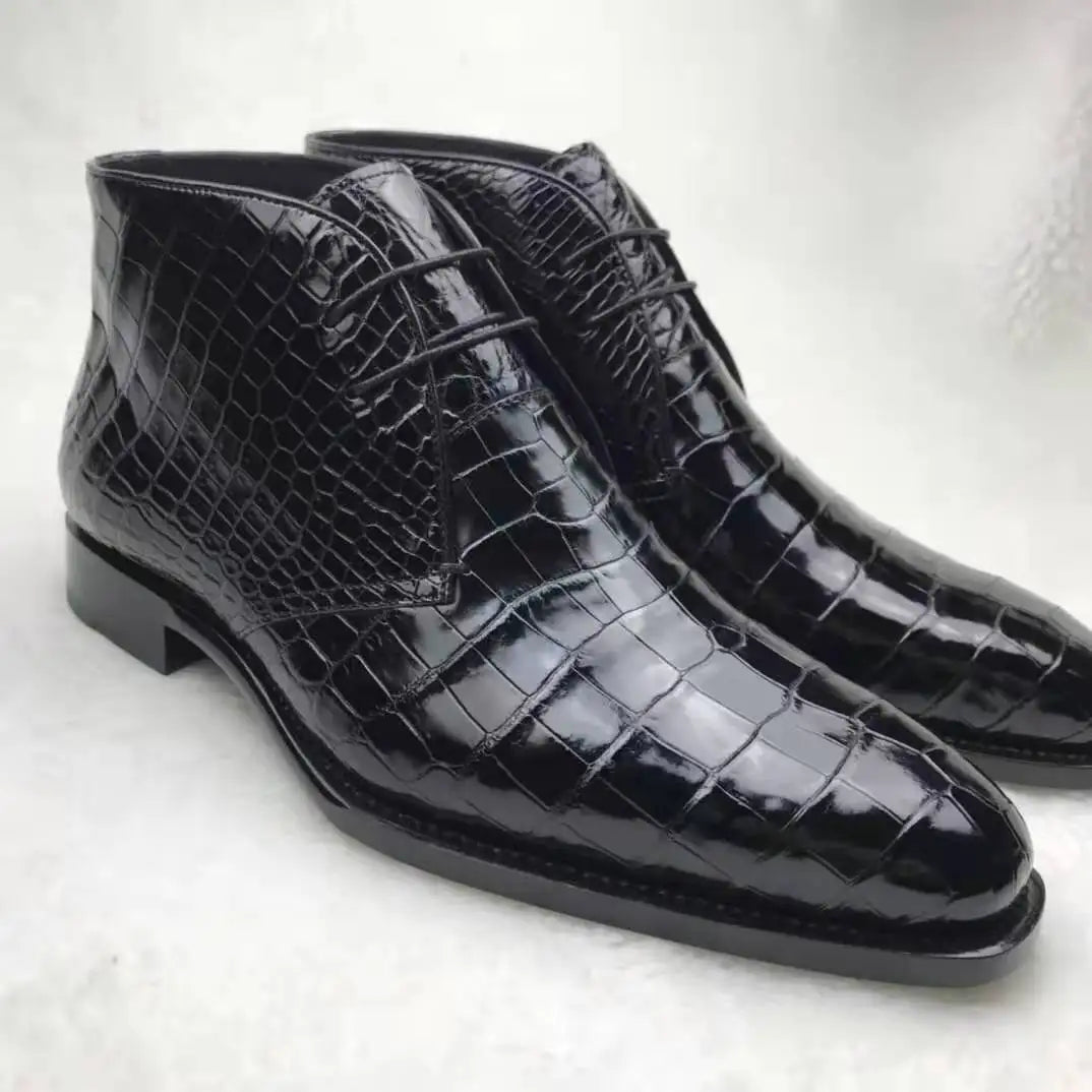 Alligator Shoes Men Luxury Pure crocodile Skin Men Boots Premium Quality Genuine Leather Custom Leather Boot for Men