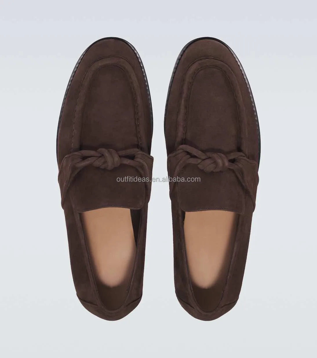 Calfskin Leather Loafers New With Tags Unisex Women Knot Soft Suede Loafers Genuine Leather Men Derby Shoes Brown Suede Loafers