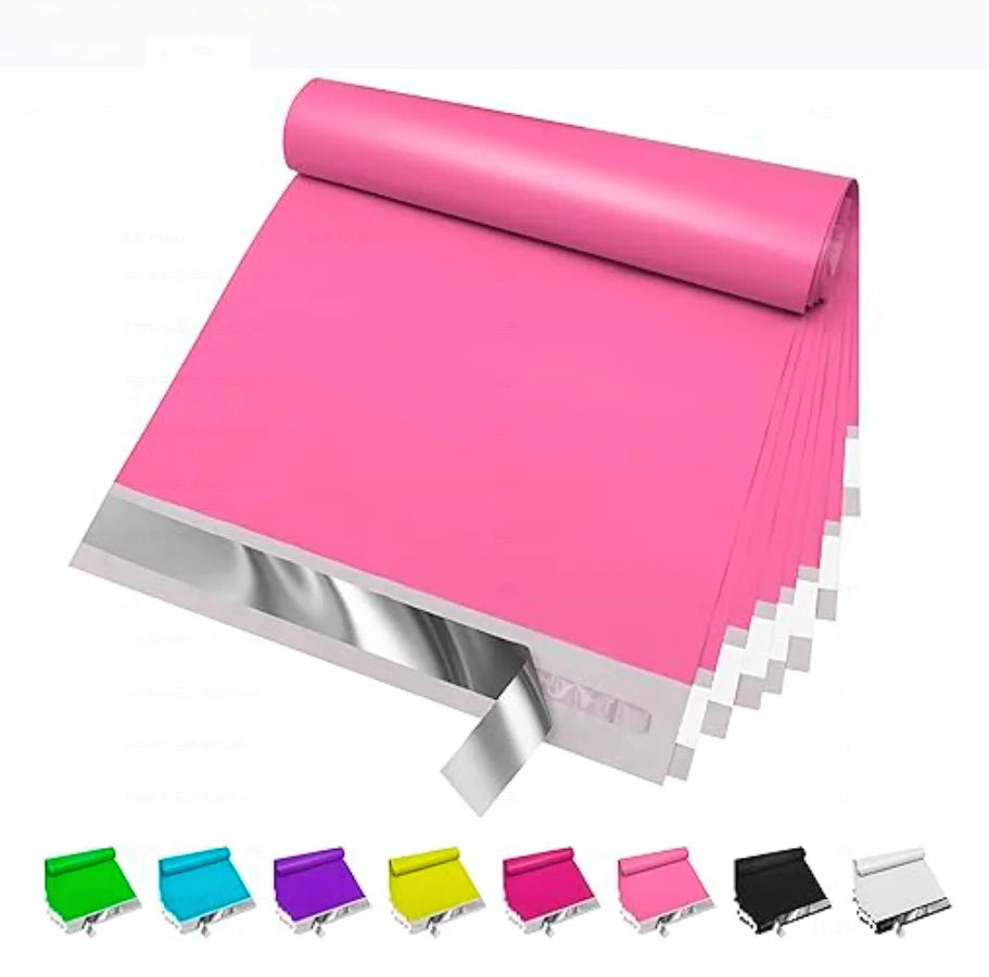 10x13 Inch 100 Pieces Pink Poly Mailers Waterproof Self-Sealing 2-Day Shipping 5-Day Delivery for Apparel Small Businesses