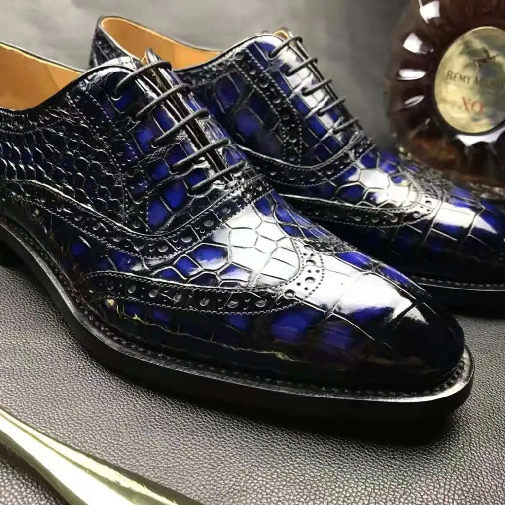 Goodyear Welt Shoes Men New Style Alligator Skin Business Luxury Branded Mans Shoes Genuine crocodile Leather Shoes Men