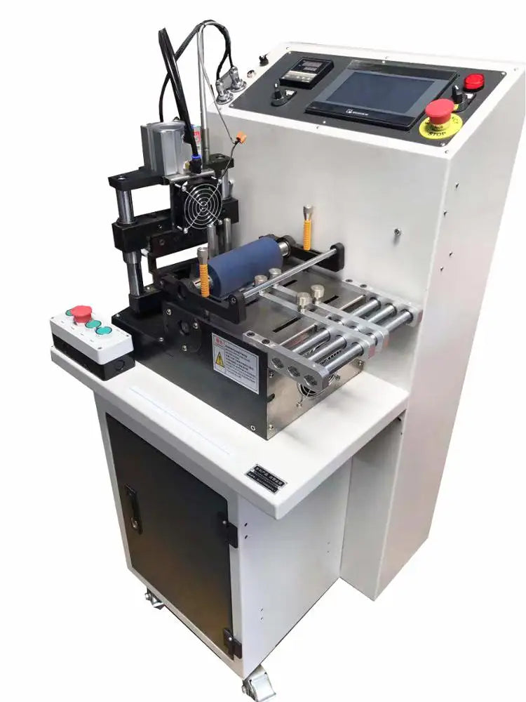 Automatic Trapezoid Rectangle Shape 45 and 135 Degree Webbing Ribbon Rotary Knife Hot and Cold Cutting Machine