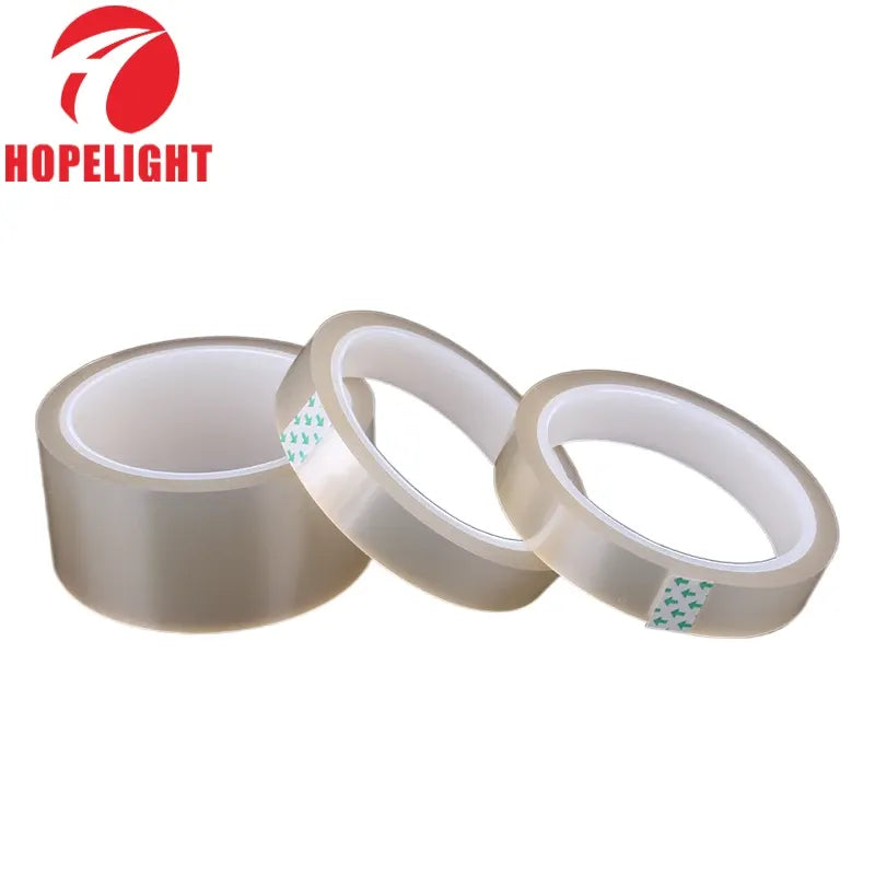 Beige heat-resistant PET tape rolls with white cores, three rolls