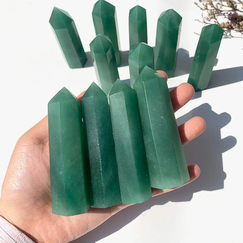 Wholesale Natural Green Aventurine Tower Point Carved Clear Quartz Healing Crystal for Art & Collectible Feng Shui